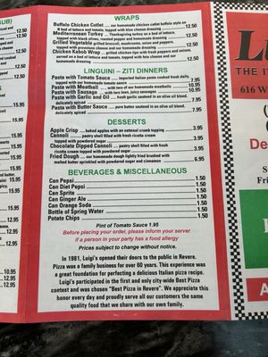 Luigi’s menu 2